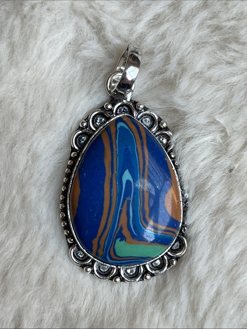 Rainbow Calsilica Synthetic Gemstone Pendant
